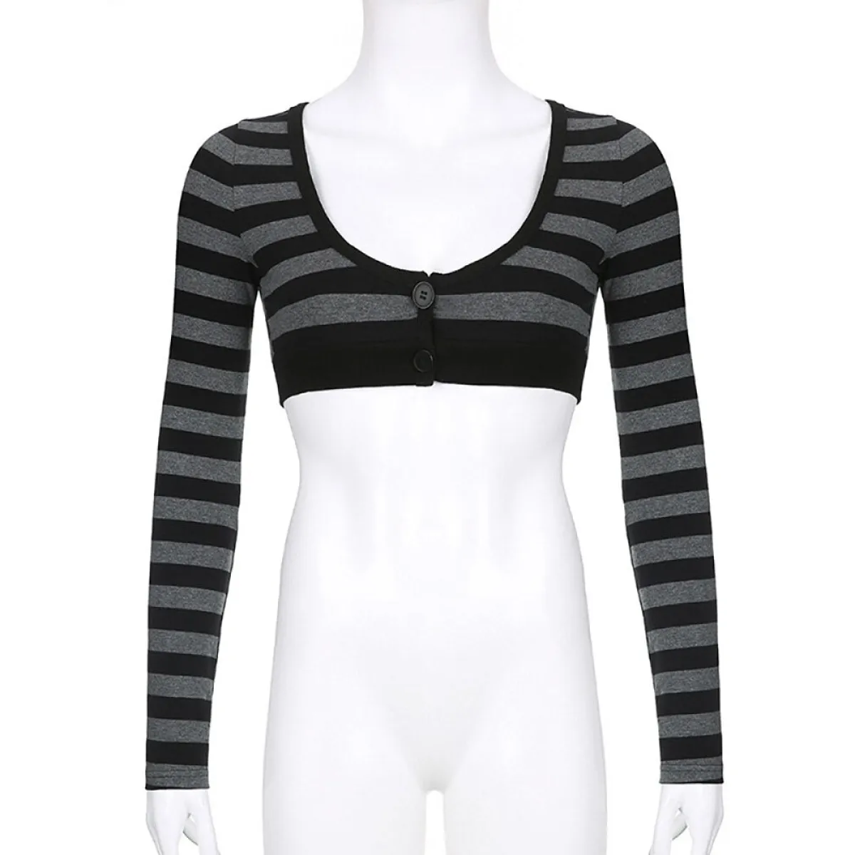 90s Grunge Style Striped Cropped Top