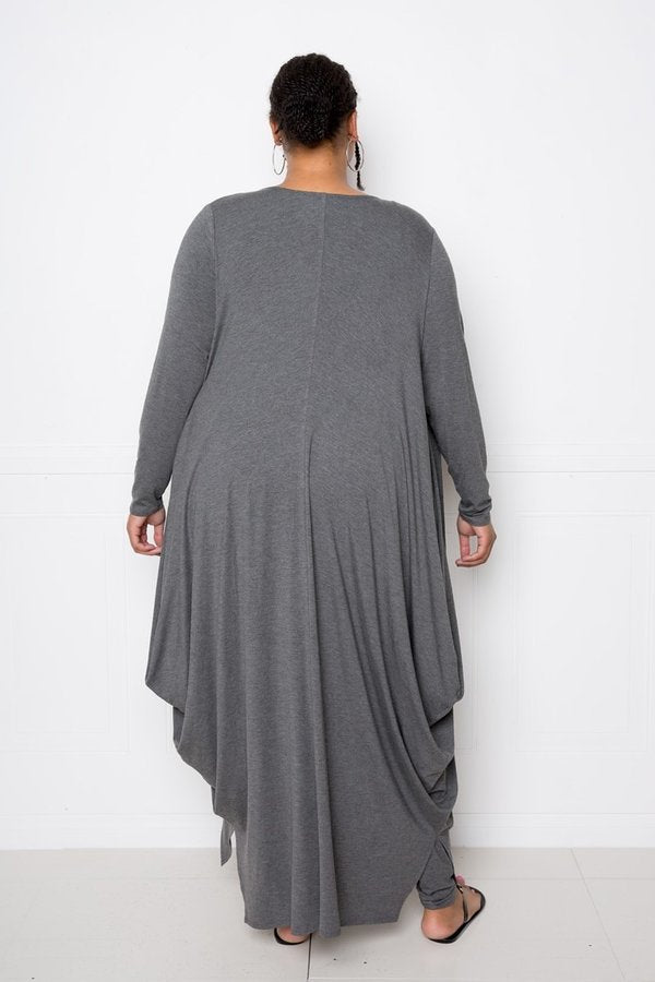 Plus Size Bubbled Hem Waterfall Cardigan