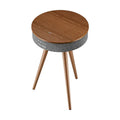 CoolGeek R1 Bluetooth Speaker Side Table with Wireless Charging, Natural Wood Smart Nightstand, 5.3 Bluetooth HiFi Stereo Sound,
