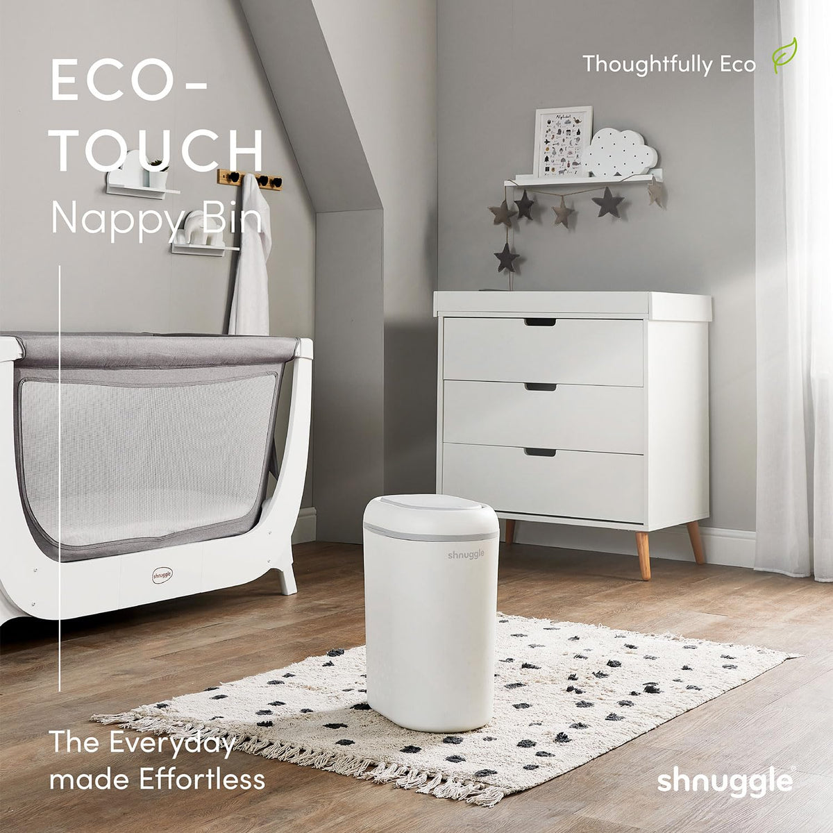 Shnuggle Eco-Touch Nappy Bin Diaper Pail + 30 Better Bag Liners