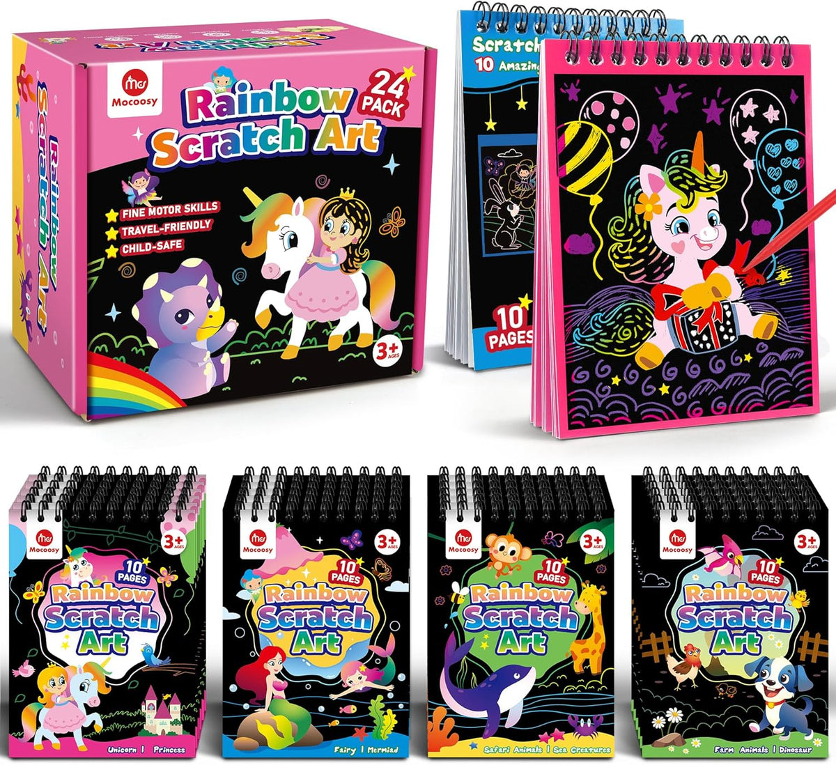 Scratch and Create Rainbow Art Notebooks Party Pack
