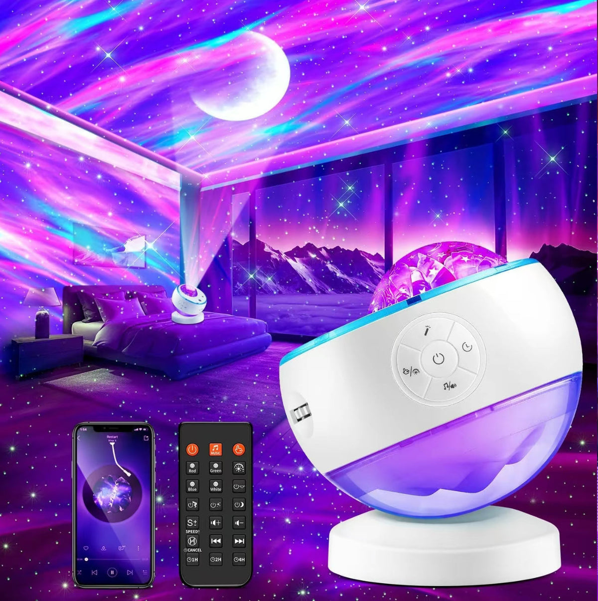 AuroraGlow Galaxy Projector