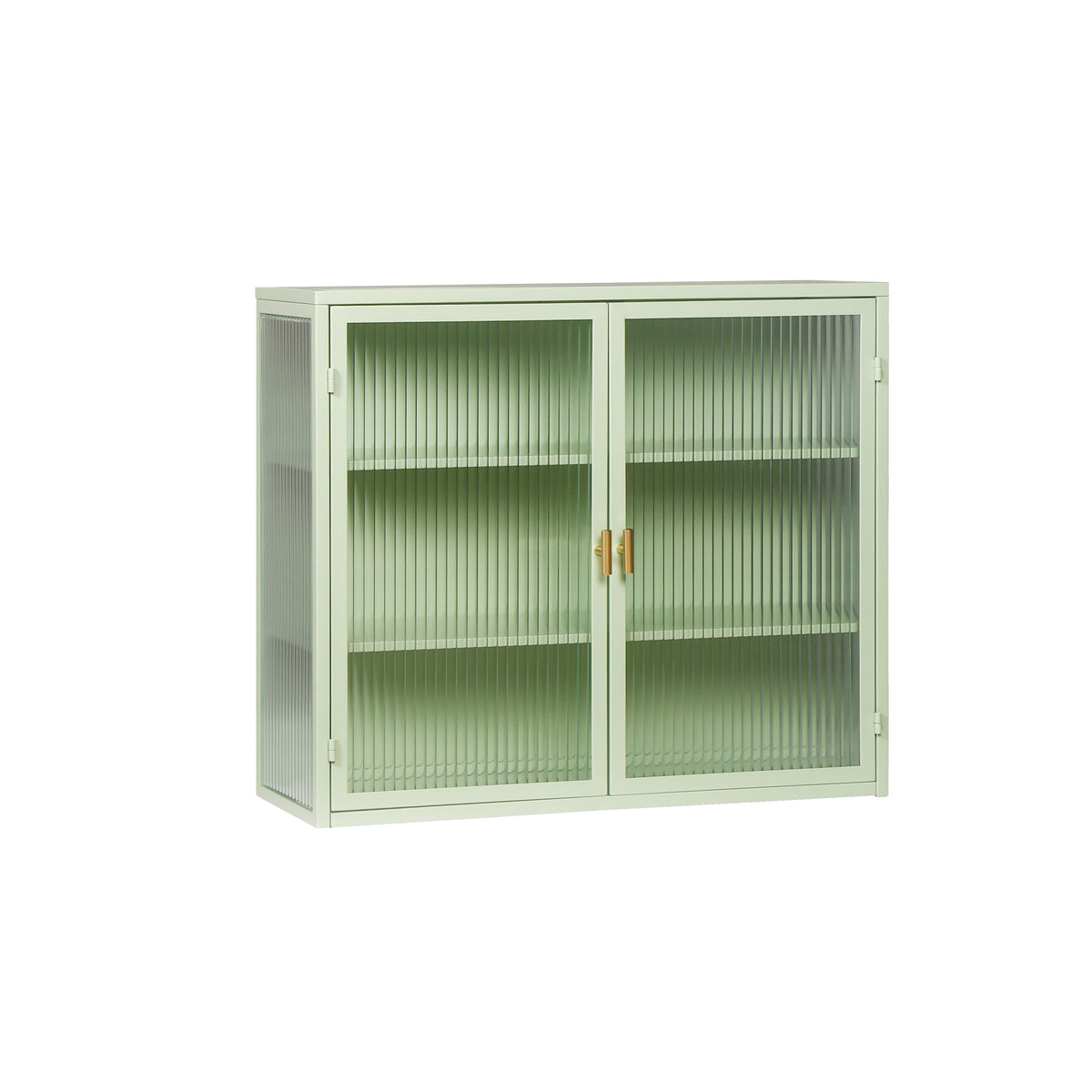 27.56"Glass Doors Modern Two-door Wall Cabinet with Featuring Three-tier Storage Mint Green