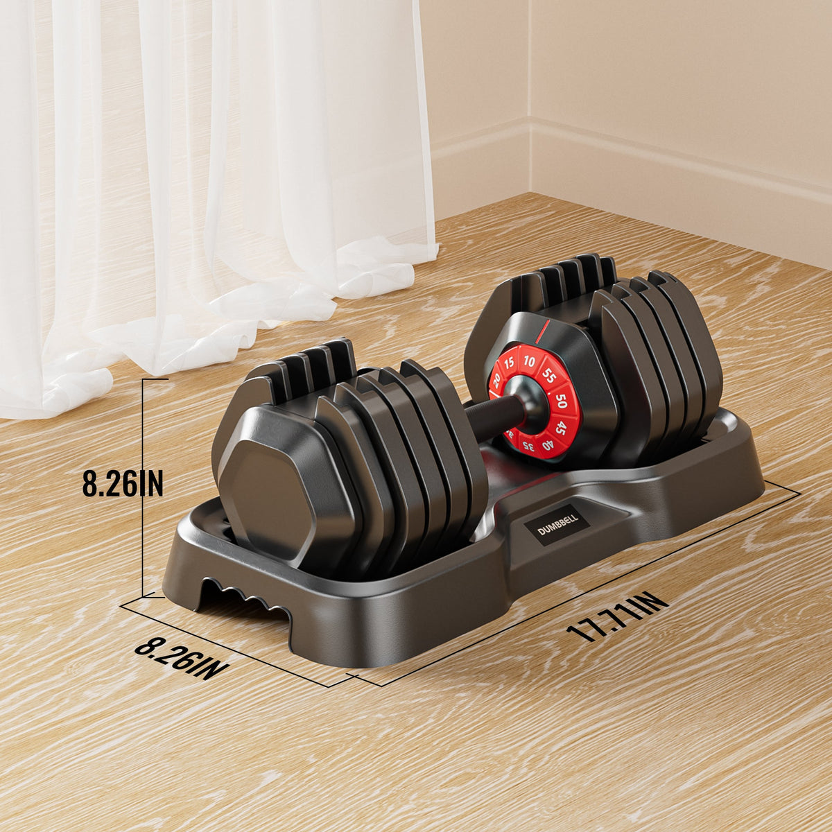 Adjustable Dumbbell Set for Men and Women, 10 in 1, Free Black Dumbbell Rotating Handle for Quick Adjustment (10 gears/55 pounds