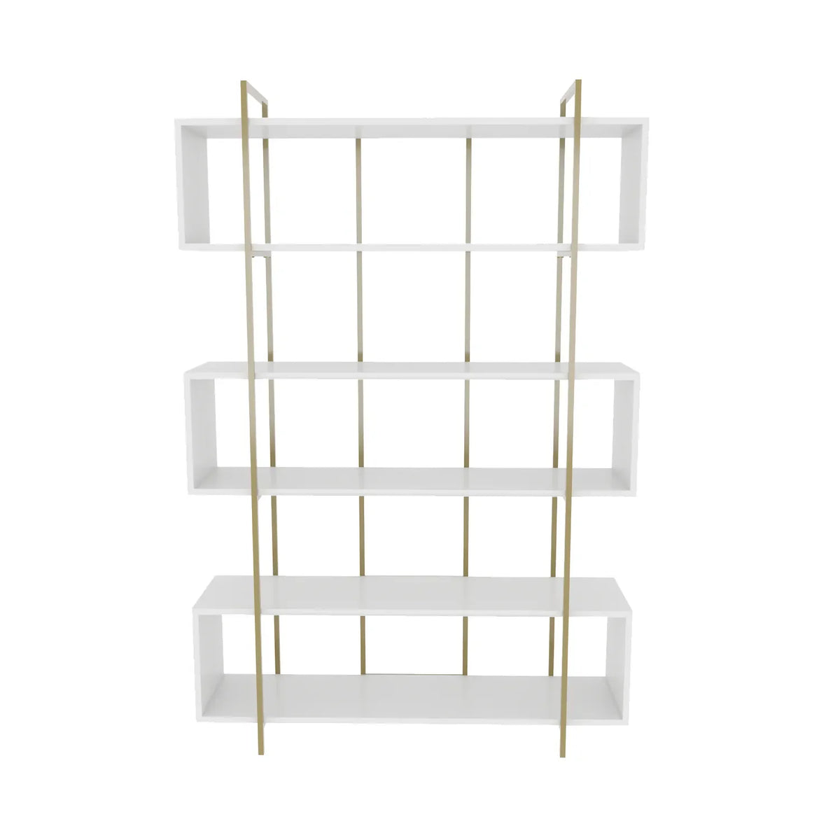 Bruti 71" Tall Geometric Metal Wood Bookcase | Bookshelf | Display Unit