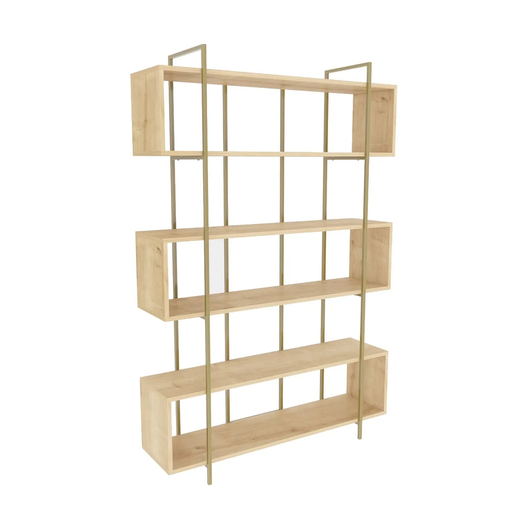 Bruti 71" Tall Geometric Metal Wood Bookcase | Bookshelf | Display Unit
