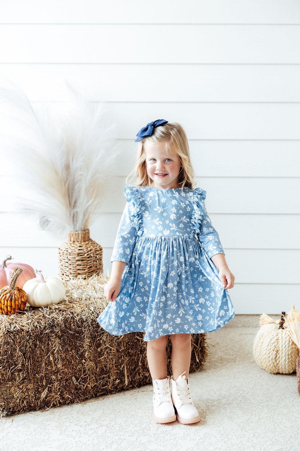 Bluebell 3/4 Sleeve Ruffle Twirl Dress