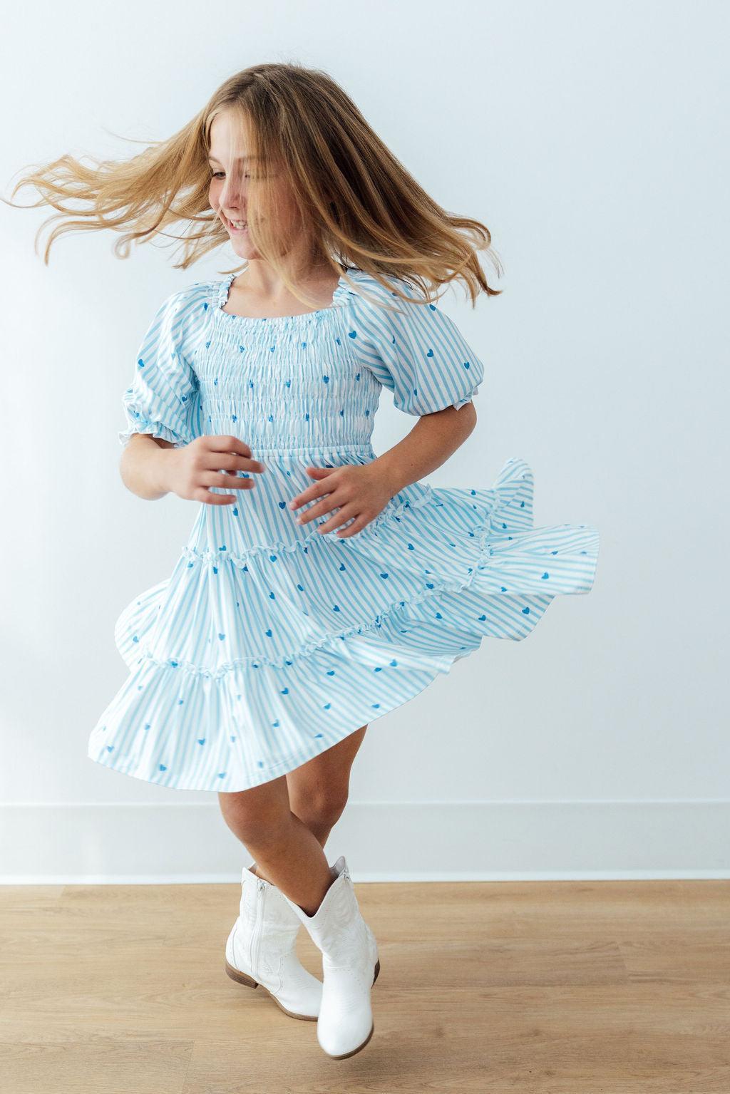 Blueberry Kisses Smocked Ruffle Dress
