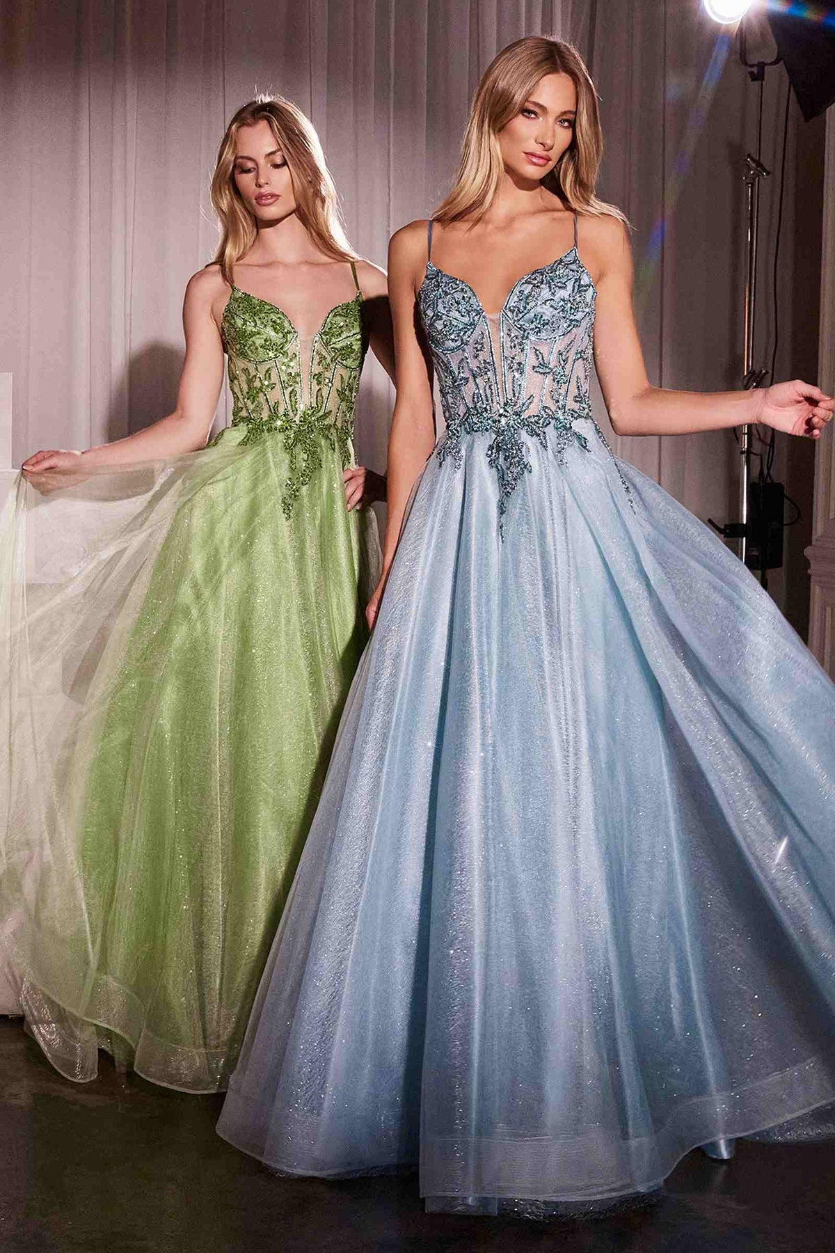 Ladivine CC0881 Dress A-Line Layered Tulle Gown & Lace Embellished Bodice