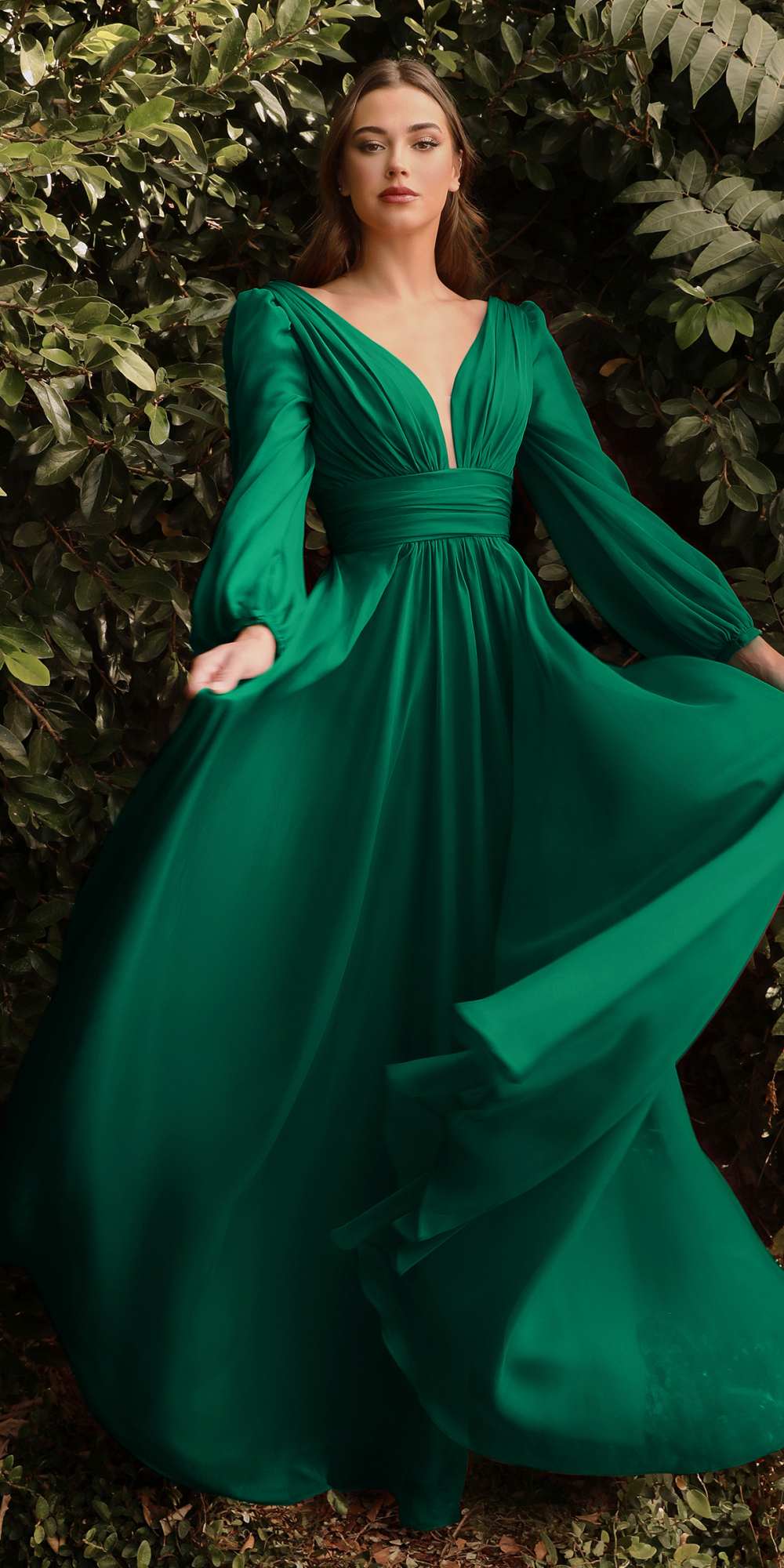 Cinderella Divine CD0192 Long Sleeve A-Line Chiffon Dress