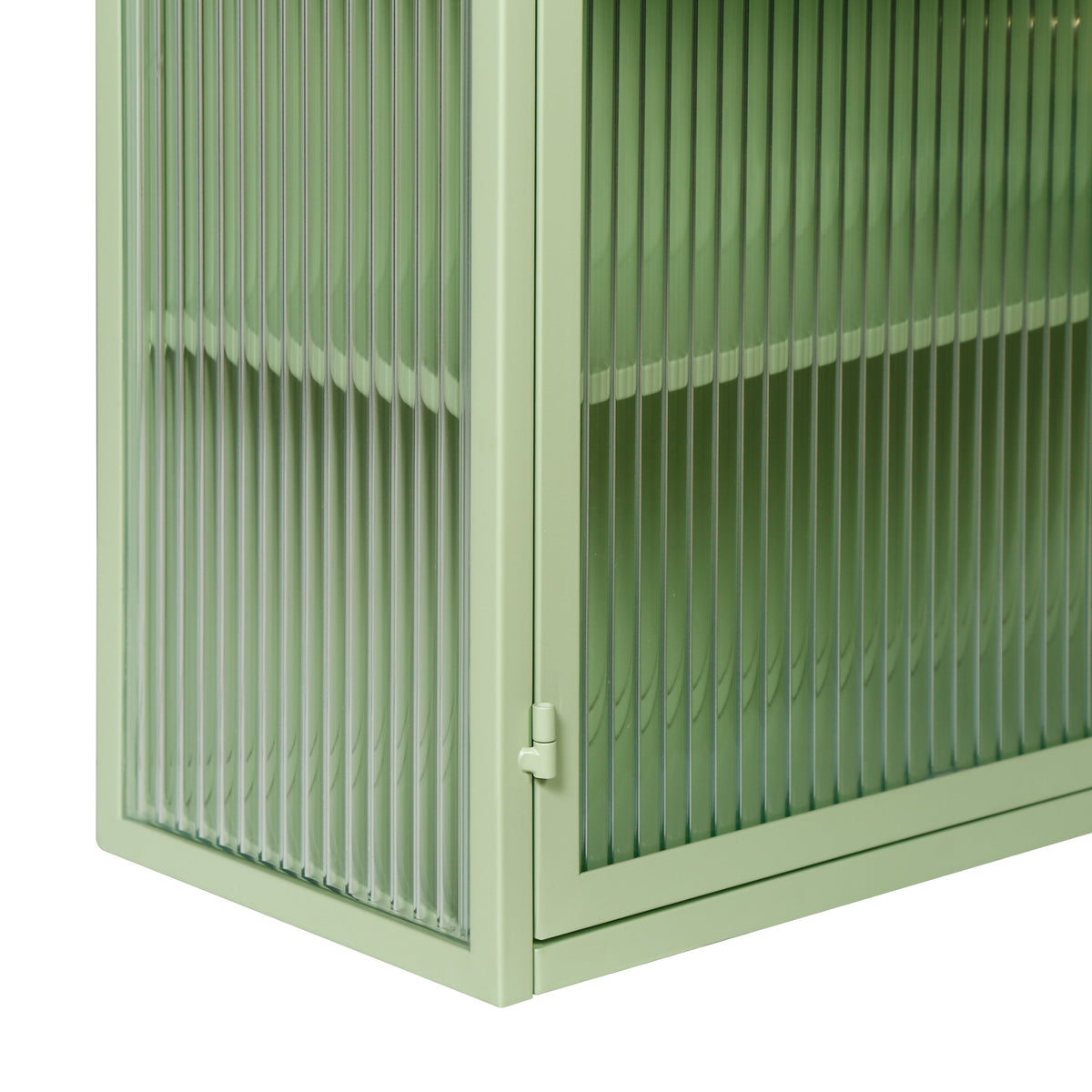 27.56"Glass Doors Modern Two-door Wall Cabinet with Featuring Three-tier Storage Mint Green