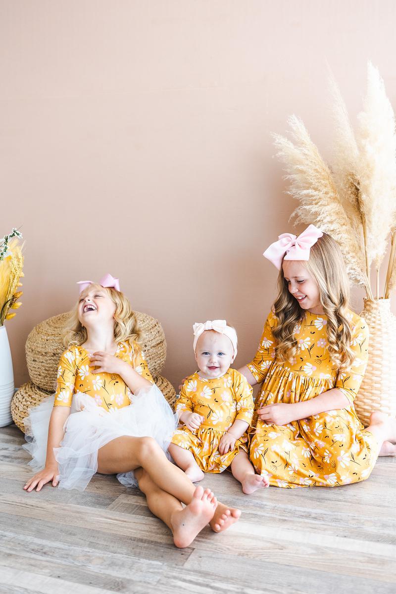 Dandelions in Fall 3/4 Sleeve Twirl Bodysuit