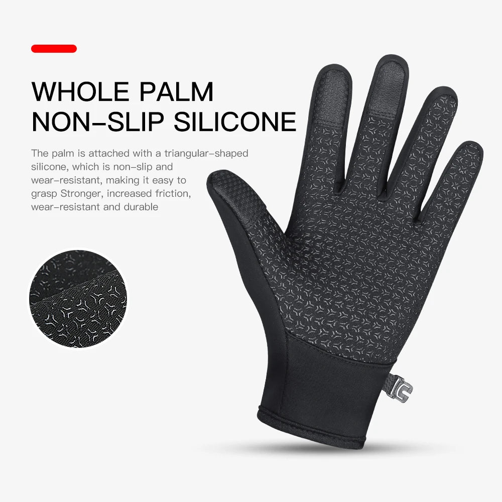 Outdoor cycling men's and women's warm touch screen cold and windproof skiing sports gloves