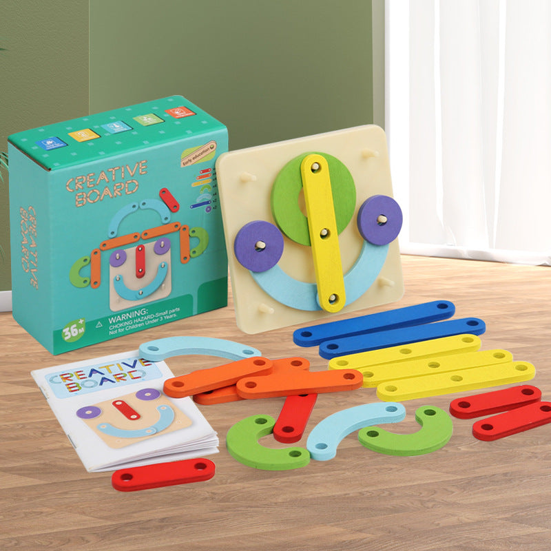 Children's Montessori Geometry Puzzle Creative Versatile Nail Board Early Education Wooden Puzzle Fun Toy