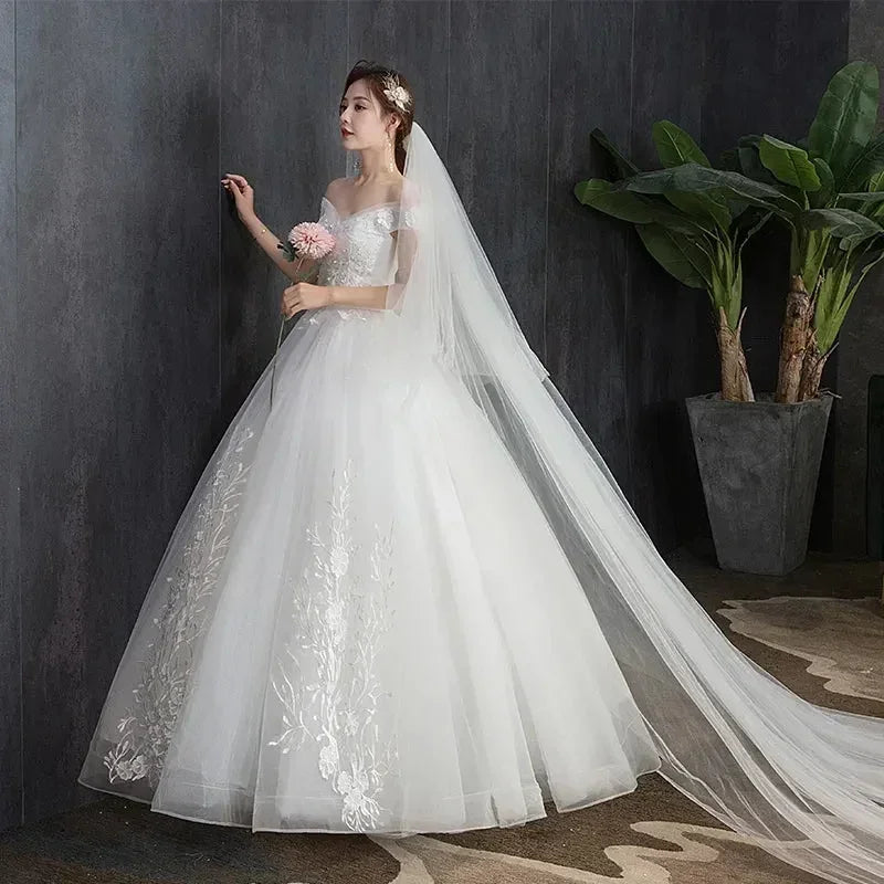 Wedding Dress 2024 New Sexy V-neck Ball Gown Princess Vintage Wedding Dresse Luxury Lace Wedding Gowns Plus Size Customized