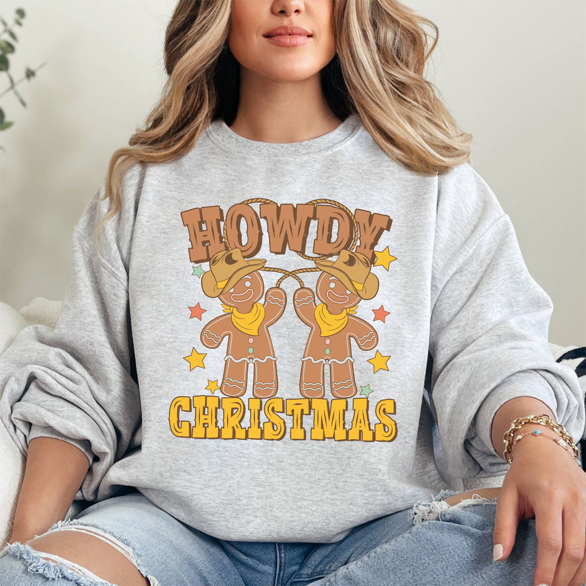 Howdy Christmas, Gingerbread Men, Western, Cowboy Sweatshirt