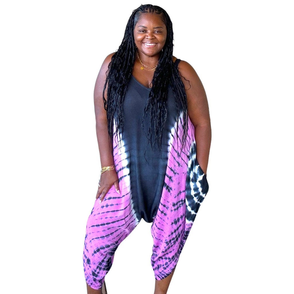 Women's Plus Size Tie Dye Jumpsuit With Pockets