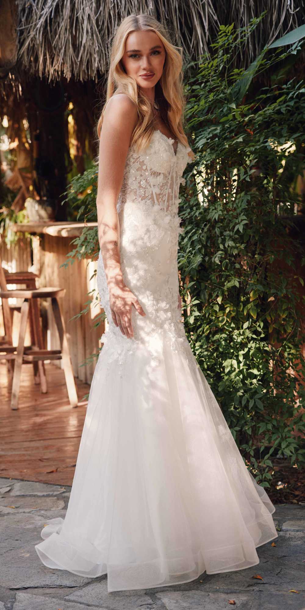 Juliet JT2469KW Long Sweetheart Boned Embellished Bodice Trumpet Gown