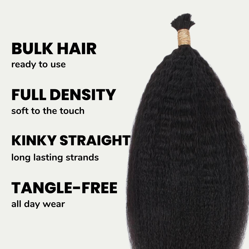 Kinky Straight Bulk 100% Human Braiding Hair