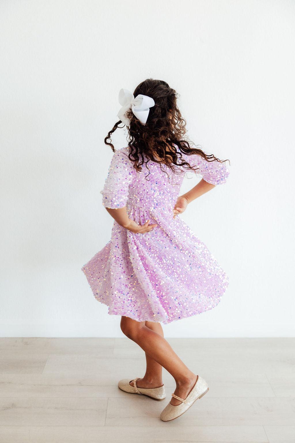 Lilac Velvet Sequin Dress