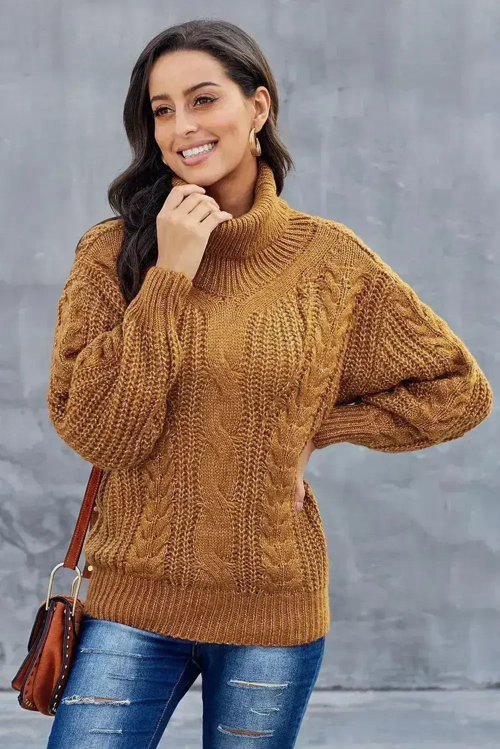 New Yellow Chunky Turtleneck Winter Sweater