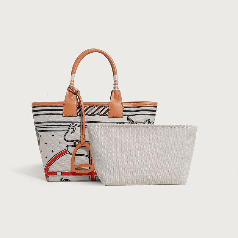 Women's Printed Fashion Canvas Textured Female Handmade Handbags