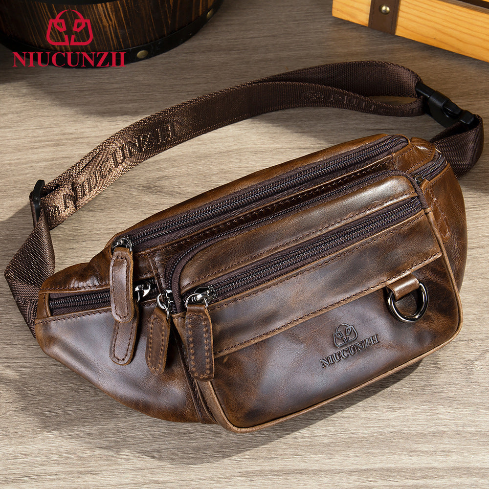 Men's Genuine Leather Mobile Business First Layer Men's Waist Packs