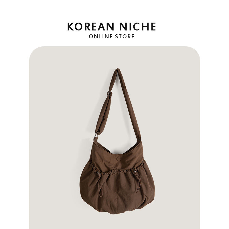 Women's Design Drawstring Ruffle Lightweight Versatile Large Crossbody Bags