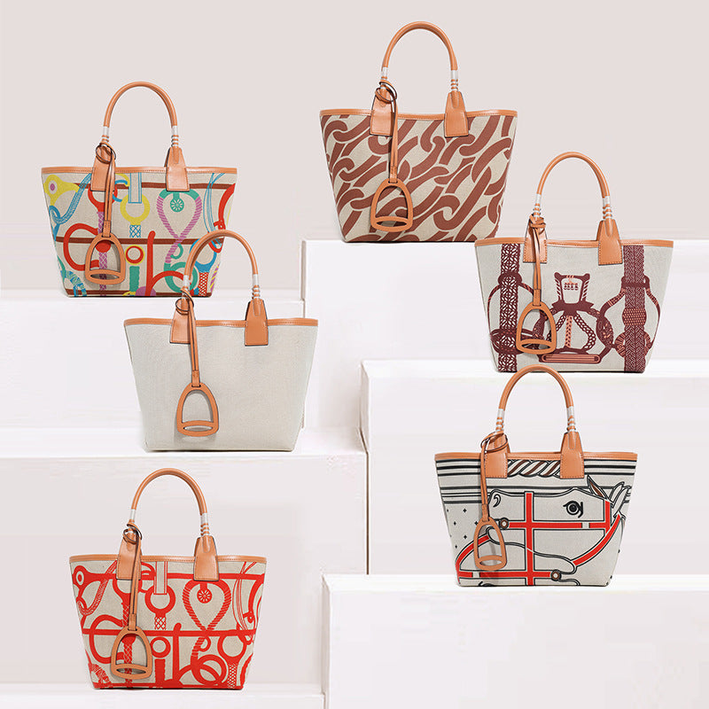 Women's Printed Fashion Canvas Textured Female Handmade Handbags