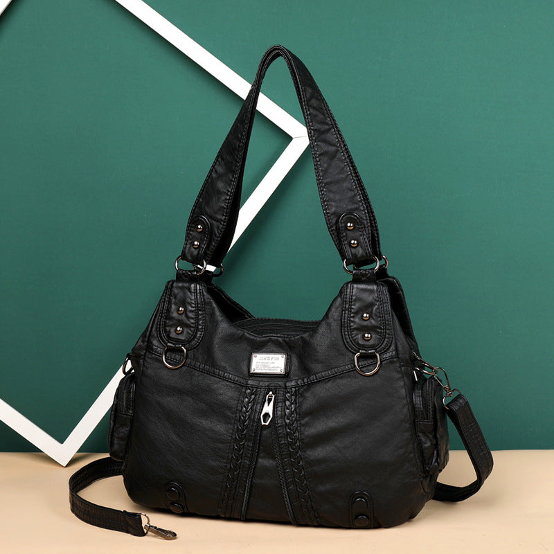 Innovative Women's Washed Leather Soft Practical Shoulder Bags