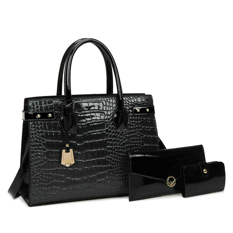 Retro Three-piece Set Mother Crocodile Texture Shoulder Bags