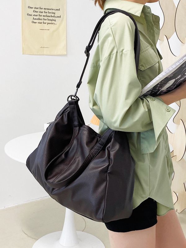 Women's Korean Style Commuting From Solid Color Shoulder Bags