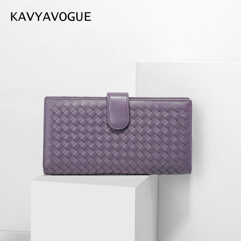 Women's & Men's & Leather Woven Long Clutch Zipper Ladies Wallets