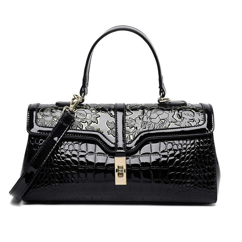 Women's Large Capacity Crocodile Pattern Fashion Retro Crossbody Bags
