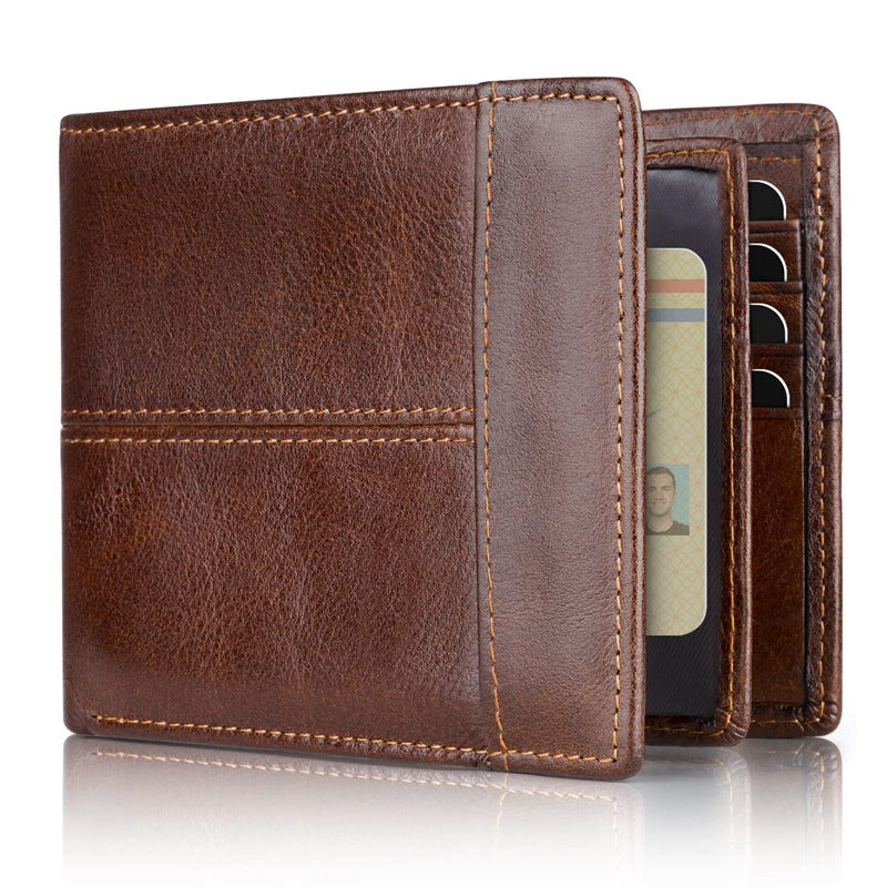Men's First Layer Short Carbon Fiber Cowhide Men's Wallets