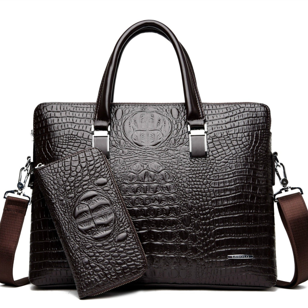 Men's Fashion Alligator Print Document Computer Gift Men's Handbags