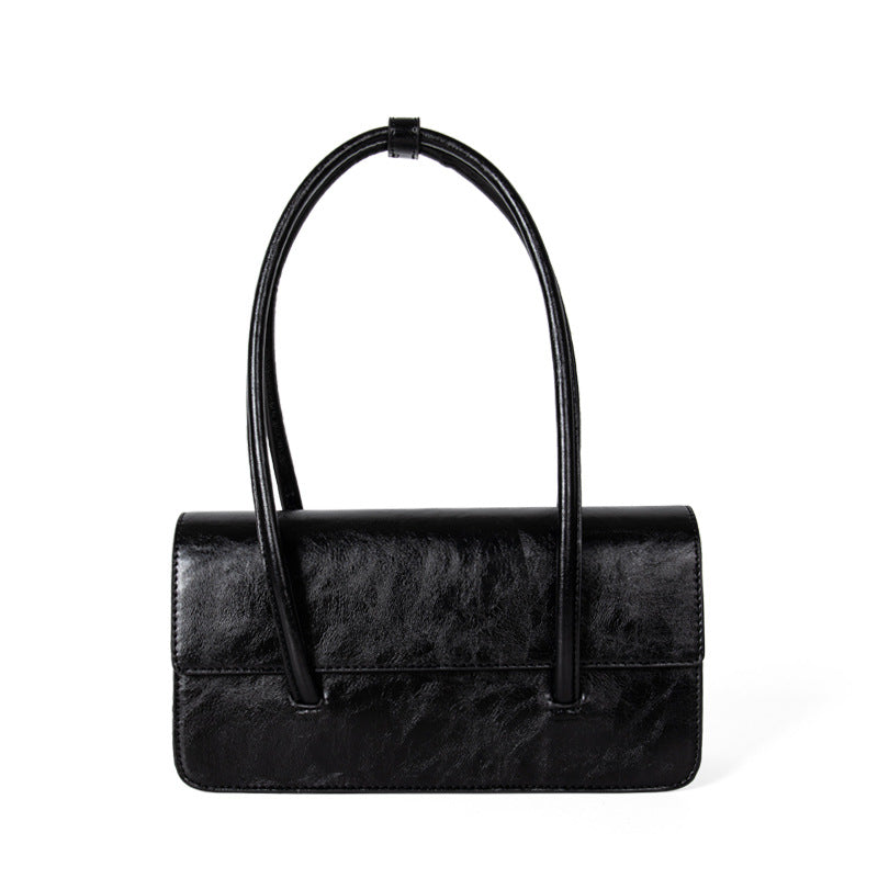 Women's Design Oil Wax Leather Underarm Advanced Texture Shoulder Bags