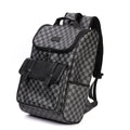 Men's Chessboard Grid High Quality Leather Large Backpacks
