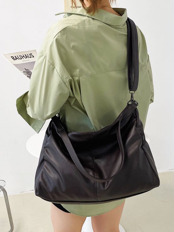 Women's Korean Style Commuting From Solid Color Shoulder Bags