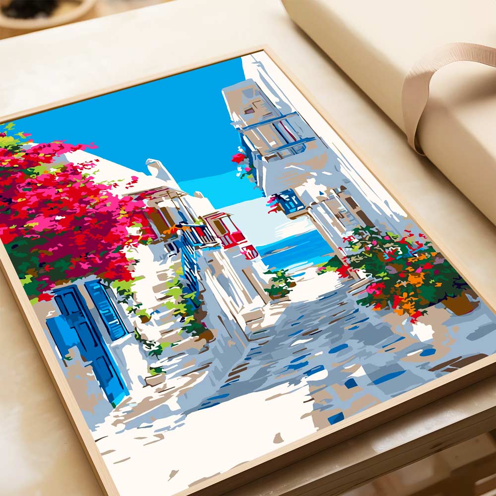 Santorini Sea View - Paint By Numbers Kit