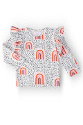 Peach Rainbow L/S Ruffle Tee