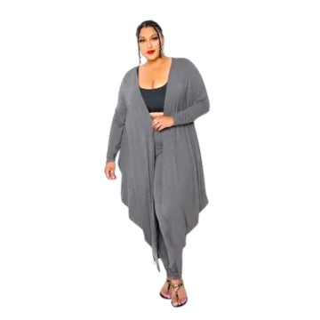 Plus Size Bubbled Hem Waterfall Cardigan