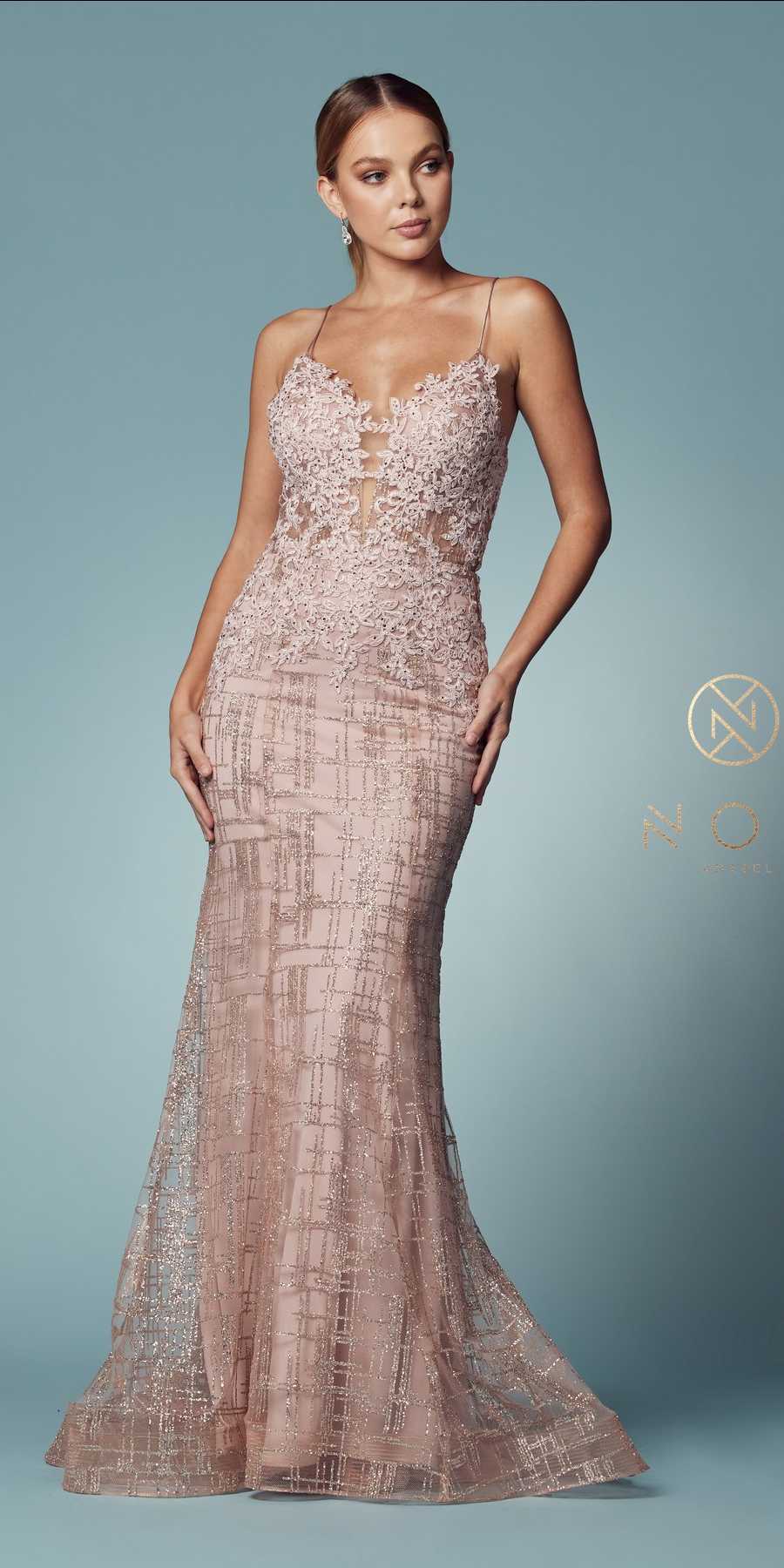 Nox Anabel R282-1 Mermaid Long Dress Corset Open-Back