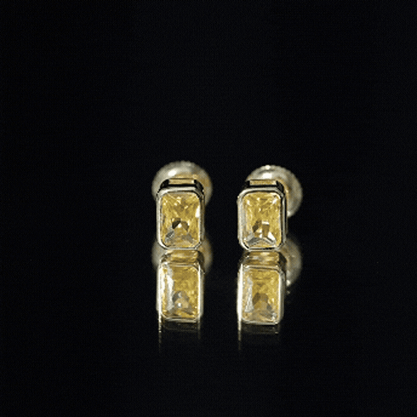 Certified 1.5 Carat Emerald Cut Lab Grown Yellow Sapphire Stud Earrings