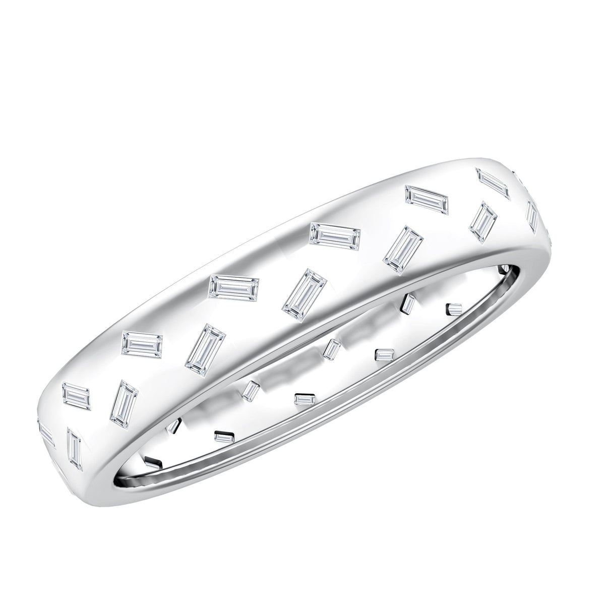Baguette Cut Lab Grown Diamond Wedding Band With Certificate