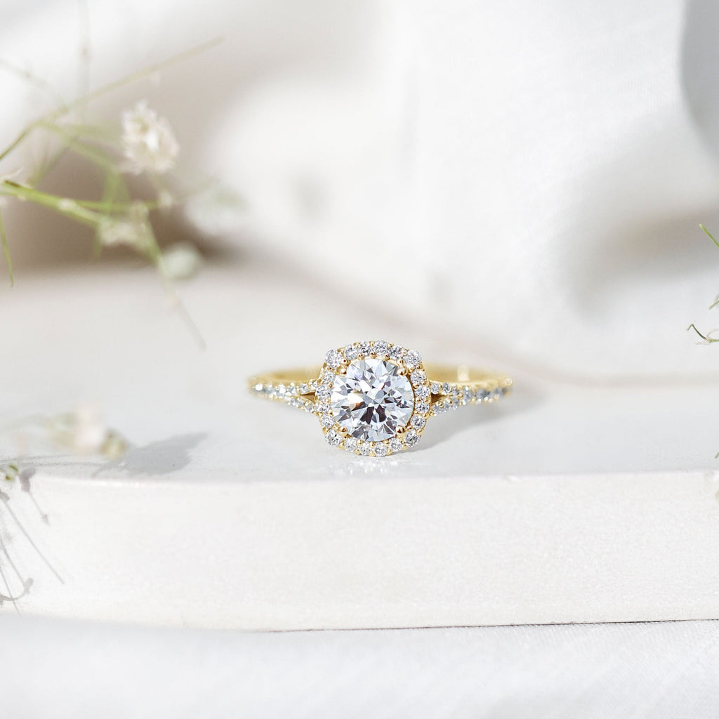IGI Certified 1 Carat Lab Grown Diamond Halo Engagement Ring for Women