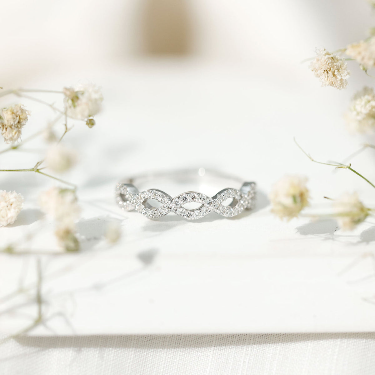 Pave Set Lab Grown Diamond Infinity Wedding Band
