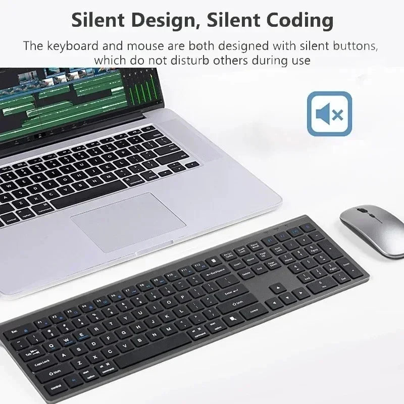 Bluetooth 5.0 & 2.4G Wireless Keyboard and Mouse Combo Multimedia Keyboard Mouse Set for iPad Macbook Android Laptop PC TV