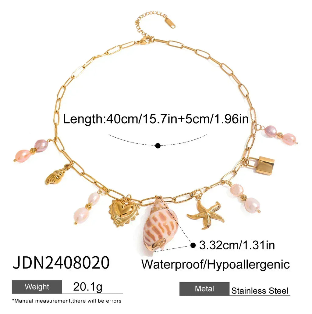 Zora Conch Charm Necklace | Bohemian Beach Jewelry -femstylo