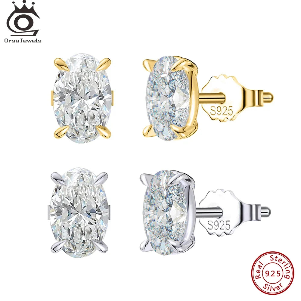 ORSA JEWELS Exquisite 925 Sterling Silver Zircon Earrings for Women Shiny 8A Premium Cubic Zirconia Earrings Party Jewelry LZE03
